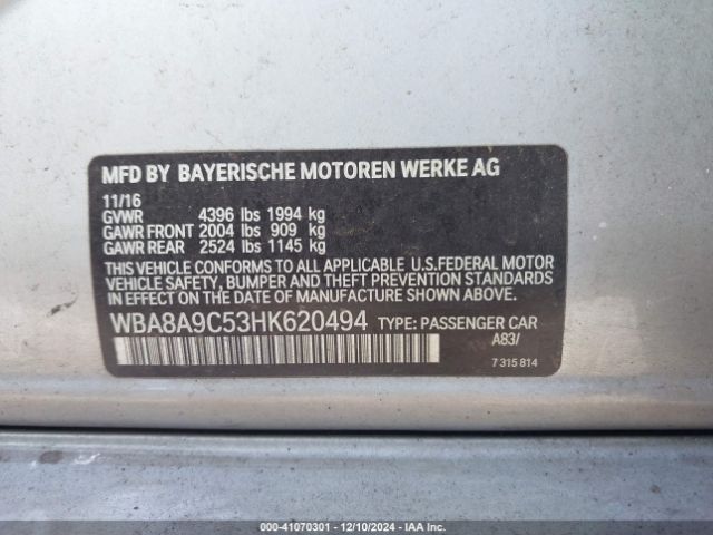 Photo 8 VIN: WBA8A9C53HK620494 - BMW 320I 