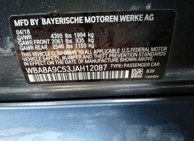 Photo 8 VIN: WBA8A9C53JAH12087 - BMW 320I 