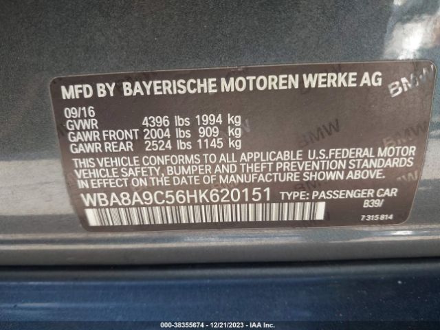 Photo 8 VIN: WBA8A9C56HK620151 - BMW 320I 