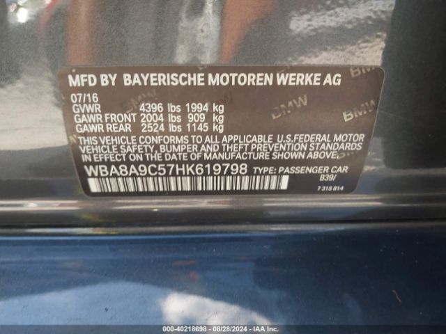 Photo 8 VIN: WBA8A9C57HK619798 - BMW 320I 