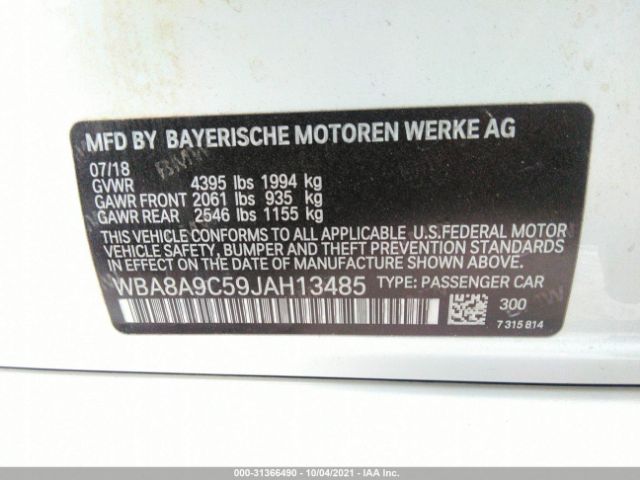 Photo 8 VIN: WBA8A9C59JAH13485 - BMW 320I 