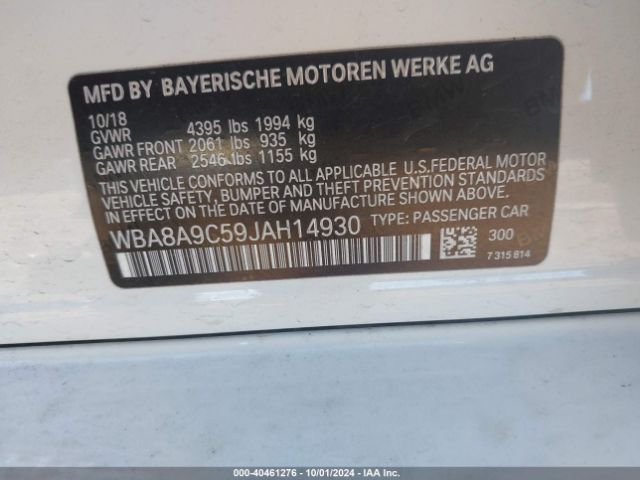 Photo 8 VIN: WBA8A9C59JAH14930 - BMW 320I 