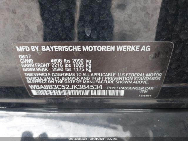 Photo 8 VIN: WBA8B3C52JK384534 - BMW 340I 