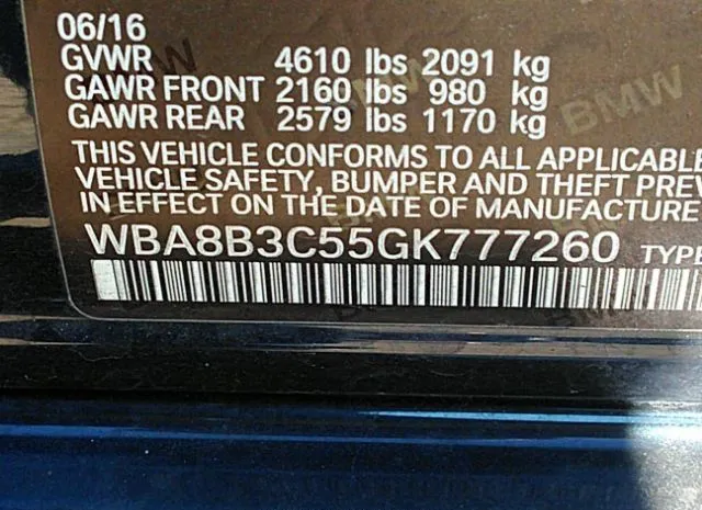 Photo 8 VIN: WBA8B3C55GK777260 - BMW 3 SERIES 