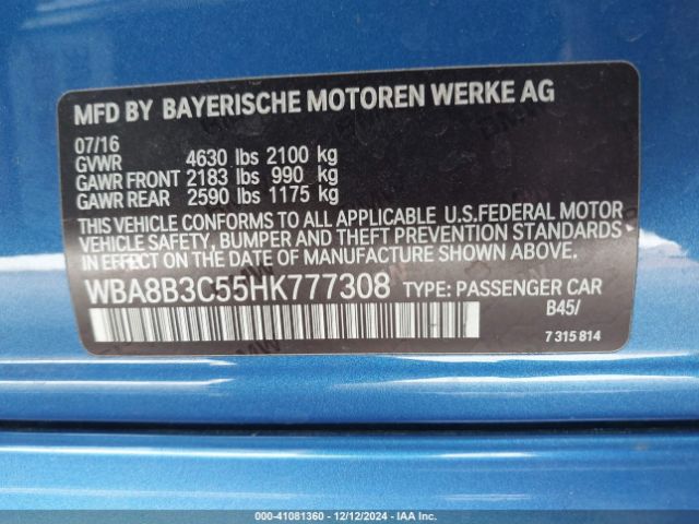 Photo 8 VIN: WBA8B3C55HK777308 - BMW 340I 