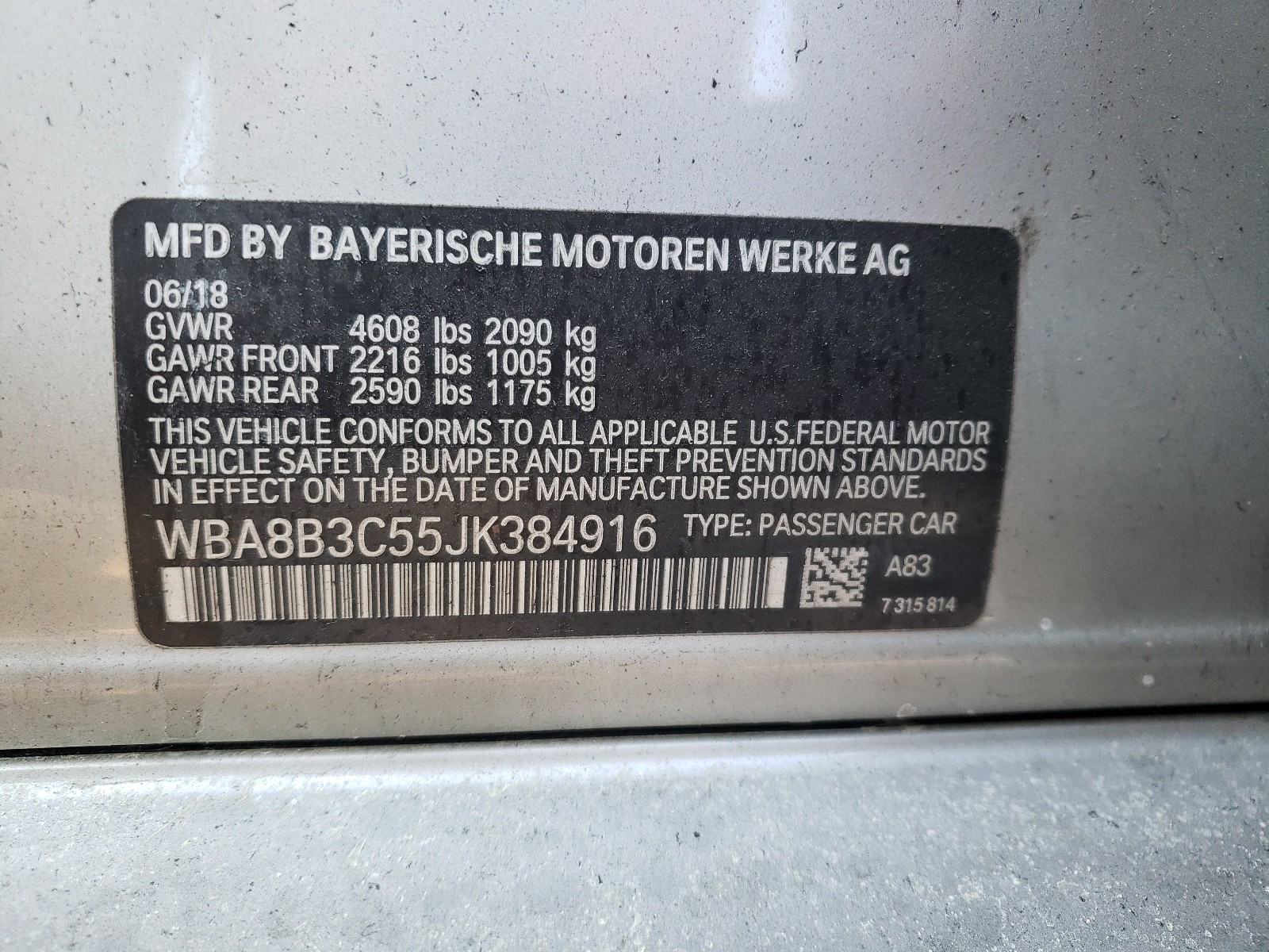 Photo 9 VIN: WBA8B3C55JK384916 - BMW 340 I 