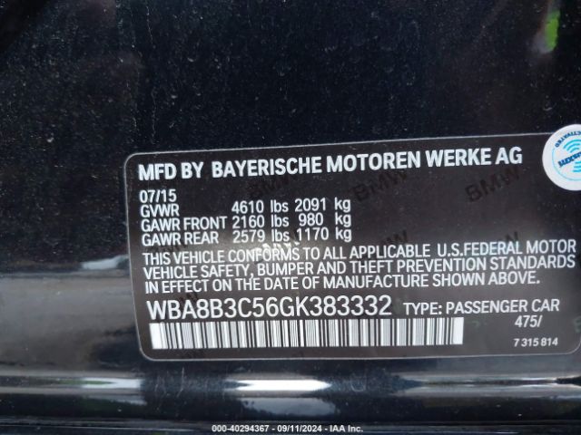 Photo 8 VIN: WBA8B3C56GK383332 - BMW 340I 