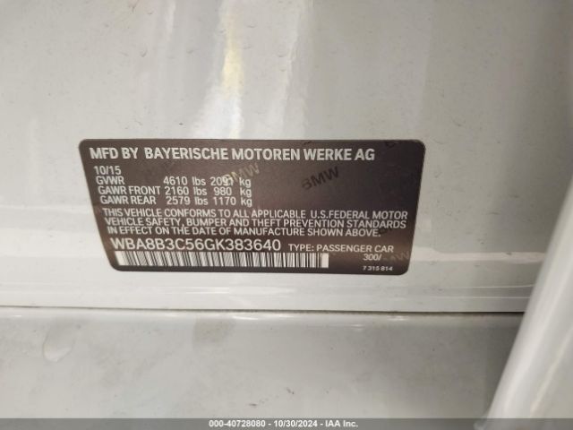 Photo 8 VIN: WBA8B3C56GK383640 - BMW 340I 