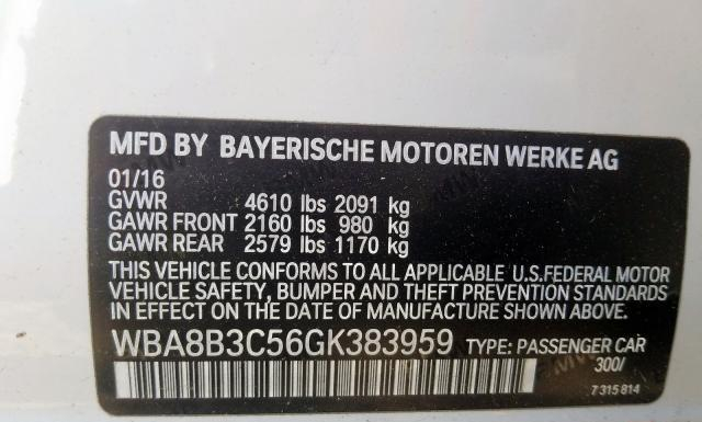 Photo 9 VIN: WBA8B3C56GK383959 - BMW 340 