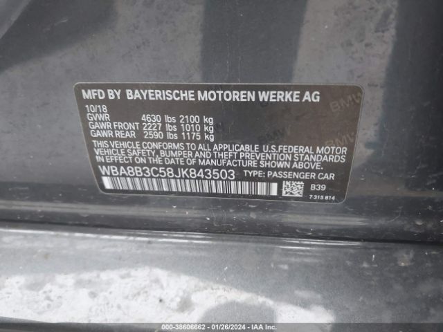 Photo 8 VIN: WBA8B3C58JK843503 - BMW 340I 