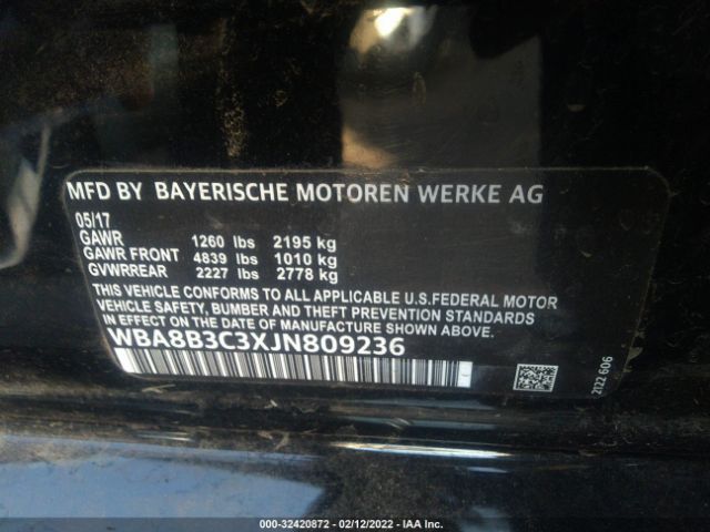 Photo 8 VIN: WBA8B3C5XJK843275 - BMW 340I 