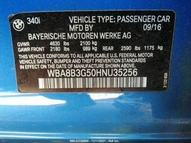 Photo 8 VIN: WBA8B3G50HNU35256 - BMW 3 