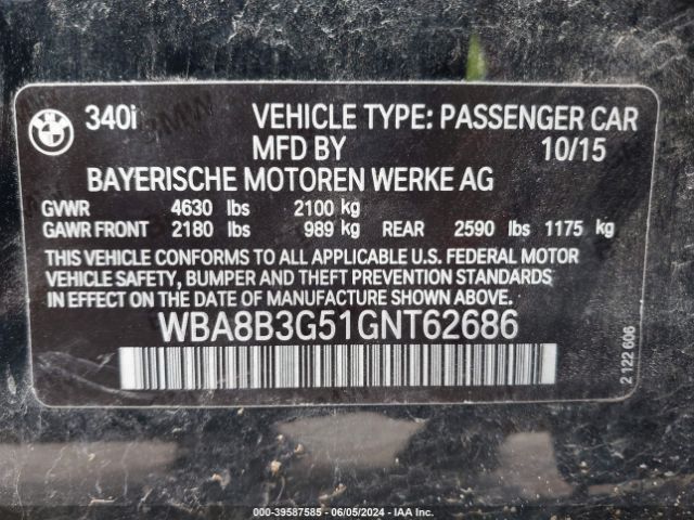 Photo 8 VIN: WBA8B3G51GNT62686 - BMW 340I 