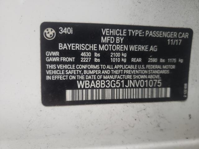 Photo 9 VIN: WBA8B3G51JNV01075 - BMW 340 I 