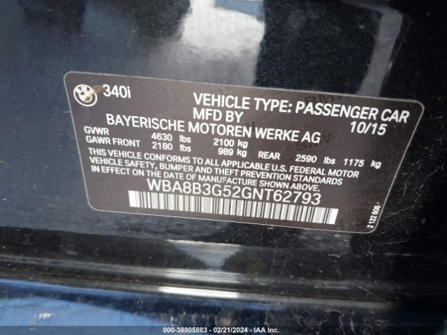 Photo 8 VIN: WBA8B3G52GNT62793 - BMW 340I 