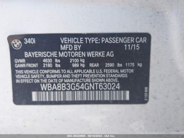 Photo 8 VIN: WBA8B3G54GNT63024 - BMW 340I 