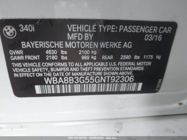 Photo 8 VIN: WBA8B3G55GNT92306 - BMW 340I 