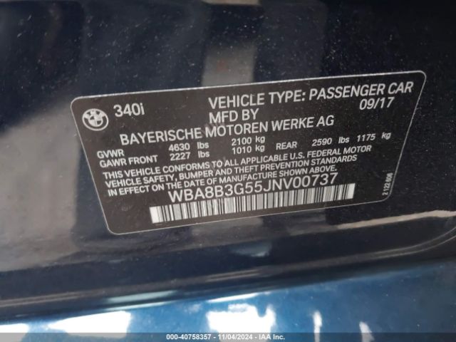 Photo 8 VIN: WBA8B3G55JNV00737 - BMW 340I 