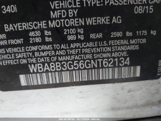 Photo 8 VIN: WBA8B3G56GNT62134 - BMW 340I 