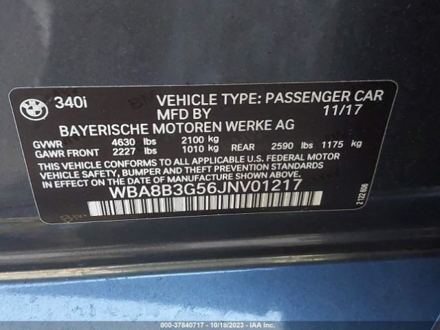 Photo 8 VIN: WBA8B3G56JNV01217 - BMW 340I 