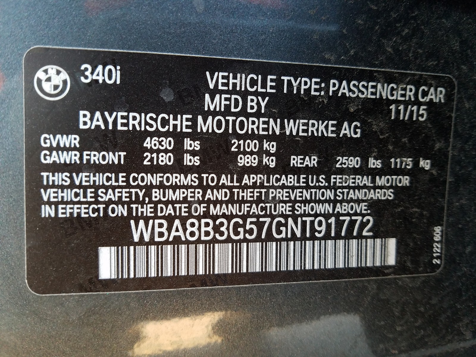 Photo 9 VIN: WBA8B3G57GNT91772 - BMW 340 I 