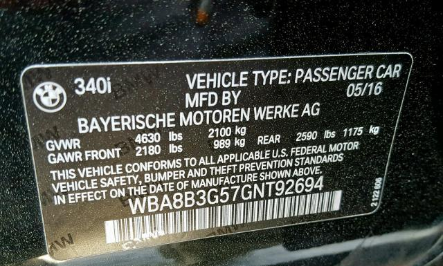 Photo 9 VIN: WBA8B3G57GNT92694 - BMW 340 