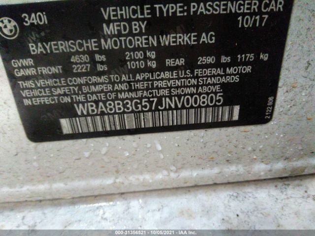 Photo 8 VIN: WBA8B3G57JNV00805 - BMW 3 