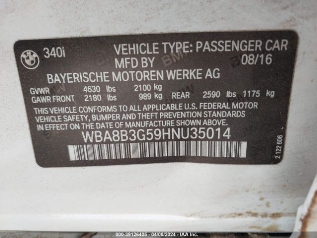 Photo 8 VIN: WBA8B3G59HNU35014 - BMW 340I 