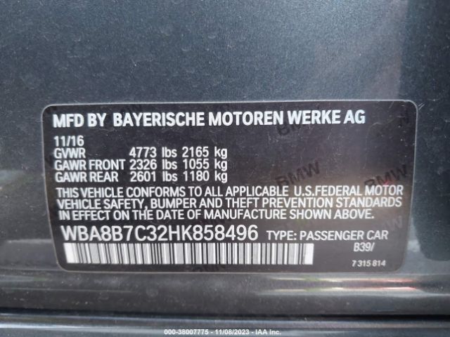 Photo 8 VIN: WBA8B7C32HK858496 - BMW 340I 