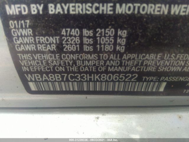 Photo 8 VIN: WBA8B7C33HK806522 - BMW 340I 