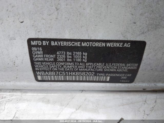 Photo 8 VIN: WBA8B7C51HK858202 - BMW 340I 