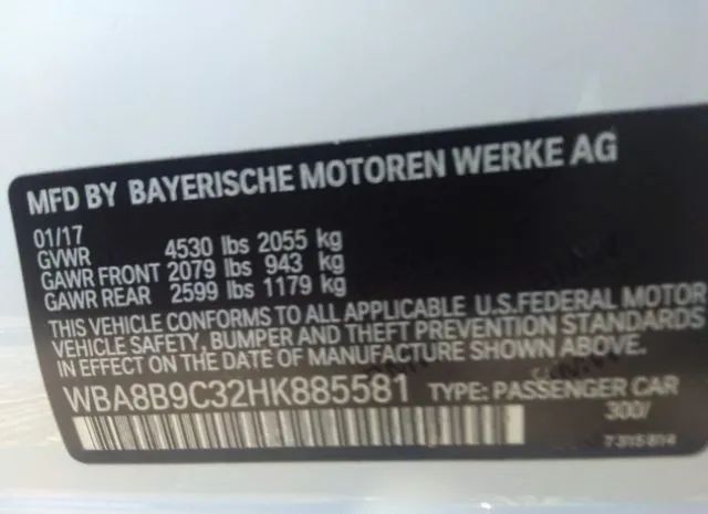 Photo 8 VIN: WBA8B9C32HK885581 - BMW 330I 