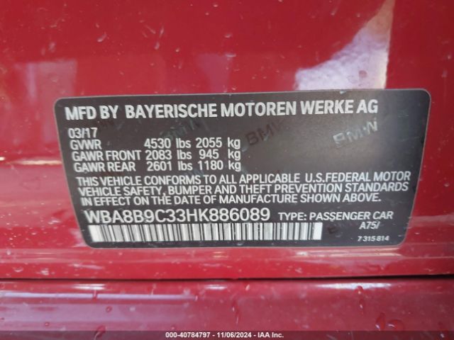 Photo 8 VIN: WBA8B9C33HK886089 - BMW 330I 