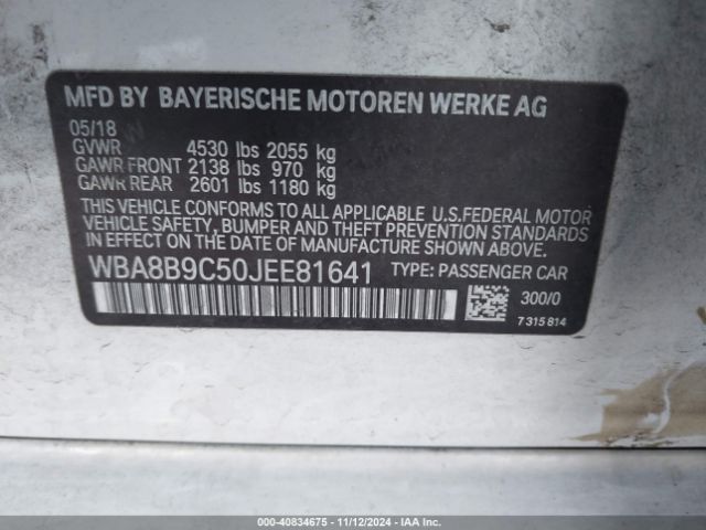 Photo 8 VIN: WBA8B9C50JEE81641 - BMW 330I 