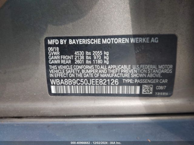 Photo 8 VIN: WBA8B9C50JEE82126 - BMW 330I 