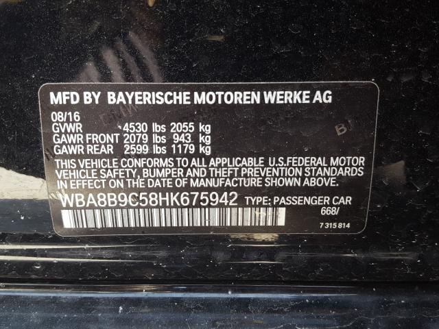 Photo 9 VIN: WBA8B9C58HK675942 - BMW 3 SERIES 