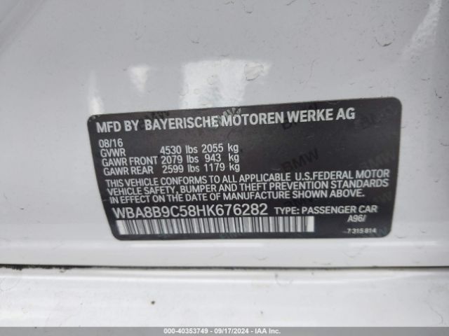 Photo 8 VIN: WBA8B9C58HK676282 - BMW 330I 