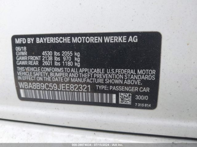 Photo 8 VIN: WBA8B9C59JEE82321 - BMW 330I 