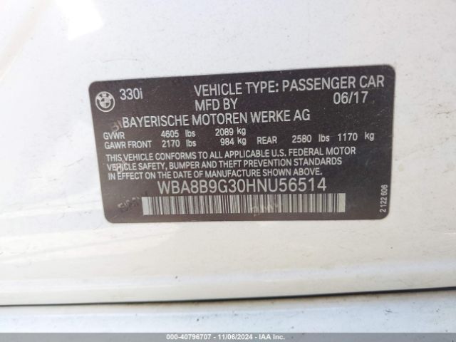 Photo 8 VIN: WBA8B9G30HNU56514 - BMW 330I 