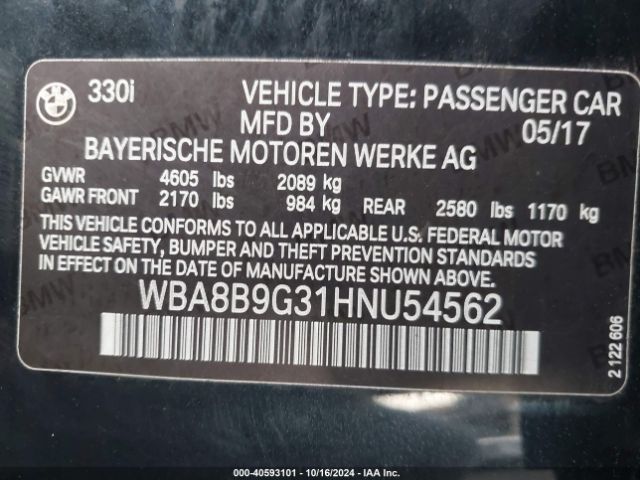 Photo 8 VIN: WBA8B9G31HNU54562 - BMW 330I 