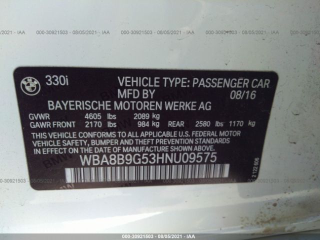 Photo 8 VIN: WBA8B9G53HNU09575 - BMW 330I 