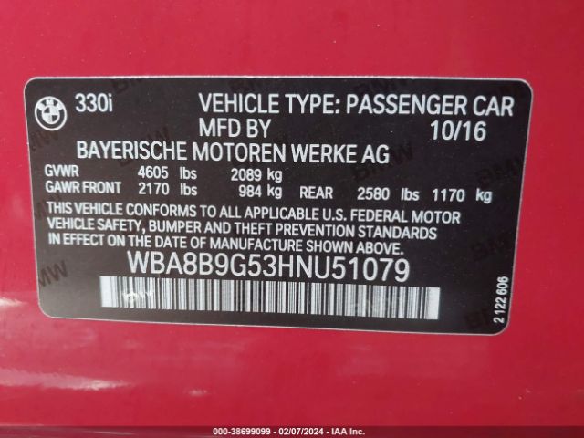 Photo 8 VIN: WBA8B9G53HNU51079 - BMW 330I 