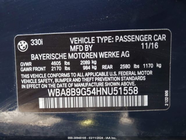 Photo 8 VIN: WBA8B9G54HNU51558 - BMW 330I 