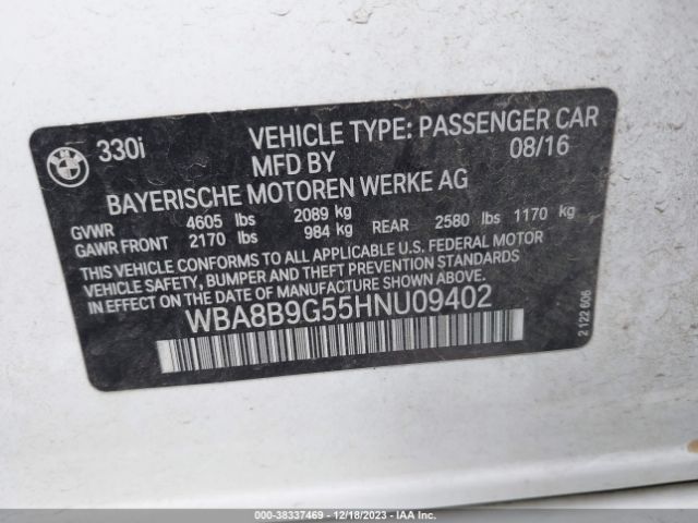 Photo 8 VIN: WBA8B9G55HNU09402 - BMW 330I 