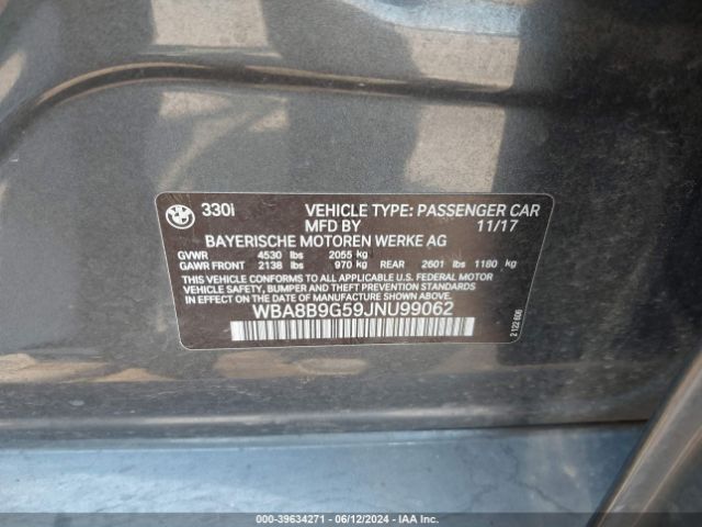 Photo 8 VIN: WBA8B9G59JNU99062 - BMW 330I 