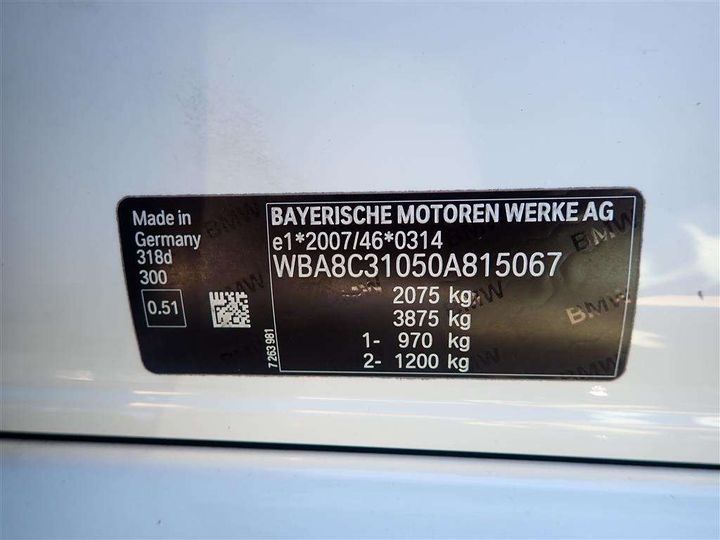 Photo 7 VIN: WBA8C31050A815067 - BMW SERIA 3 