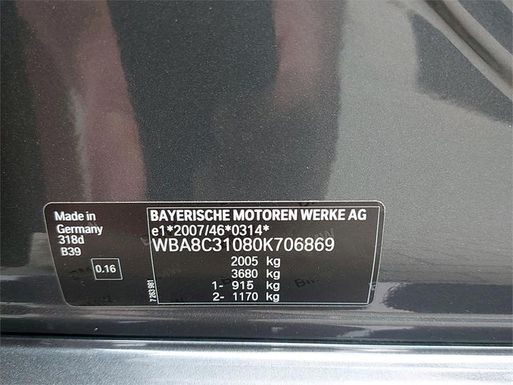 Photo 6 VIN: WBA8C31080K706869 - BMW 3 BERLINE 