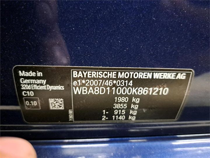 Photo 5 VIN: WBA8D11000K861210 - BMW 3 BERLINE 