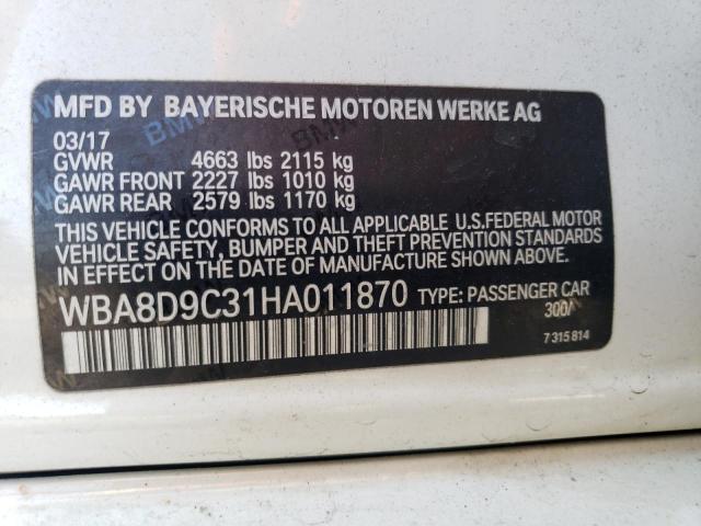 Photo 11 VIN: WBA8D9C31HA011870 - BMW 330 XI 