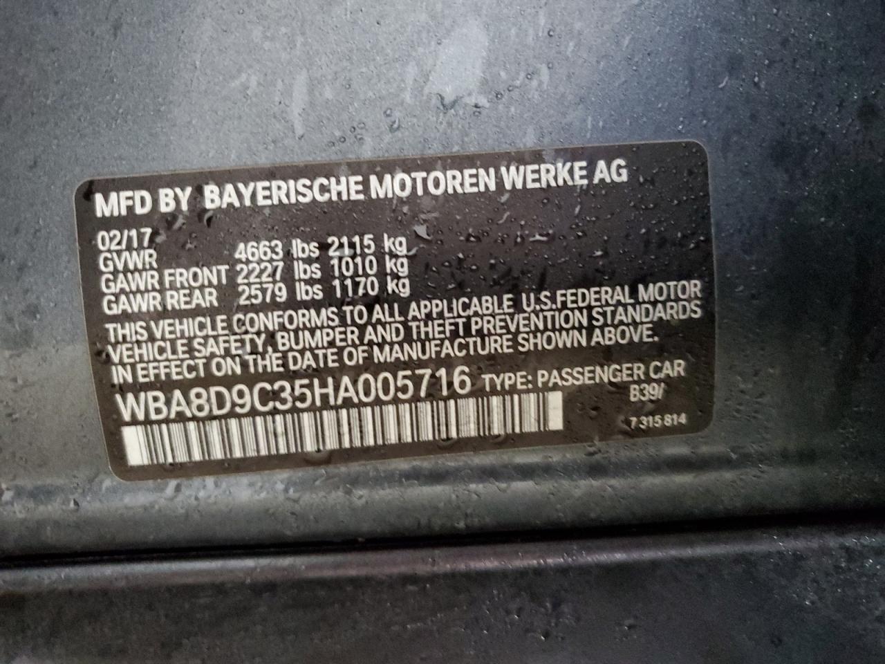 Photo 11 VIN: WBA8D9C35HA005716 - BMW 3ER 